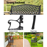 Gardeon Garden Bench Outdoor Seat Chair Cast Aluminium Park Black