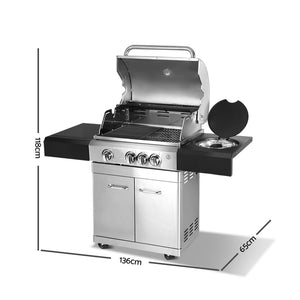 Stainless Steel 4 Burner Gas BBQ