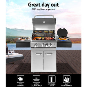 Stainless Steel 4 Burner Gas BBQ