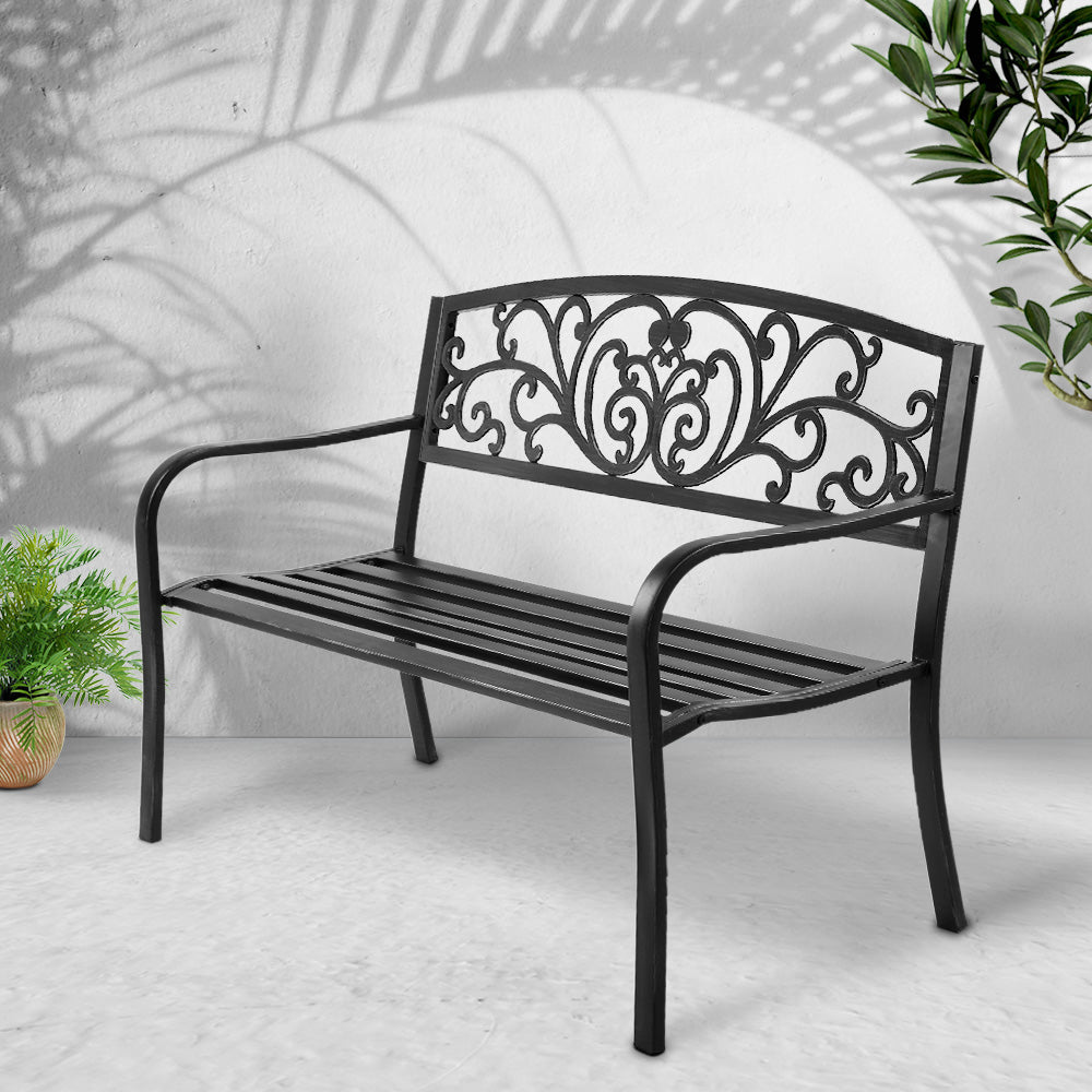 Gardeon Cast Iron Garden Bench - Black