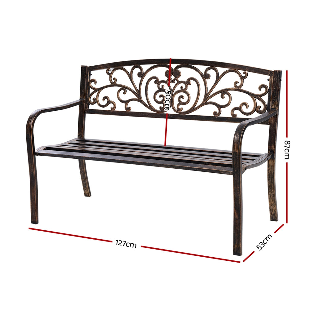 Gardeon Cast Iron Garden Bench - Bronze