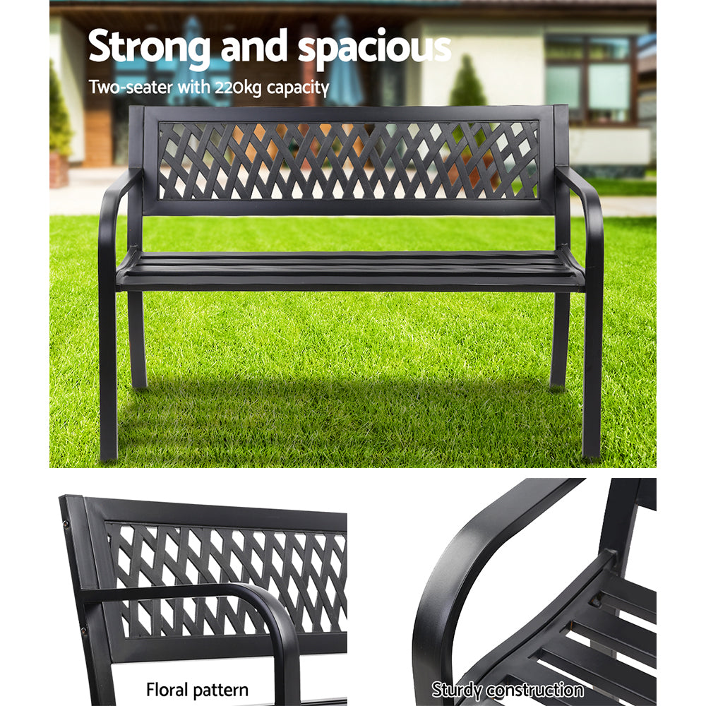 Gardeon Cast Iron Modern Garden Bench - Black