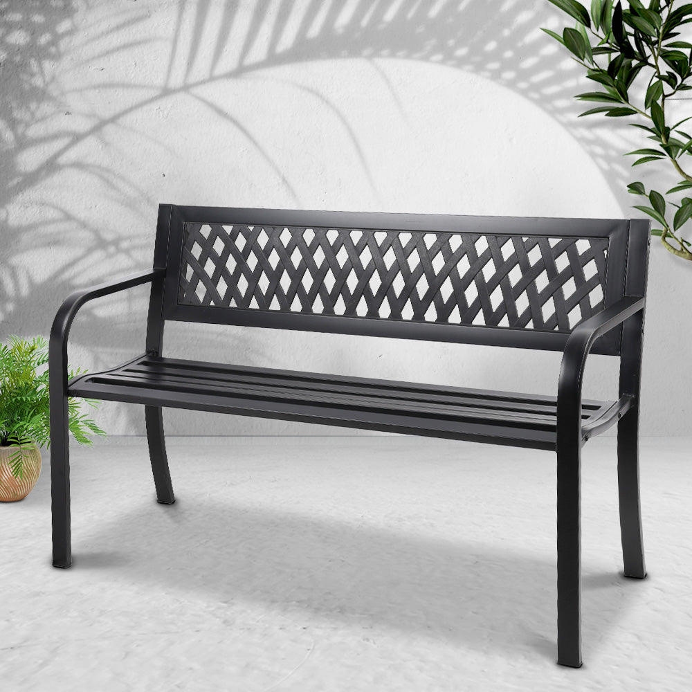 Gardeon Cast Iron Modern Garden Bench - Black