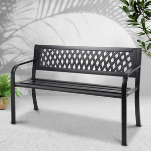 Gardeon Cast Iron Modern Garden Bench - Black