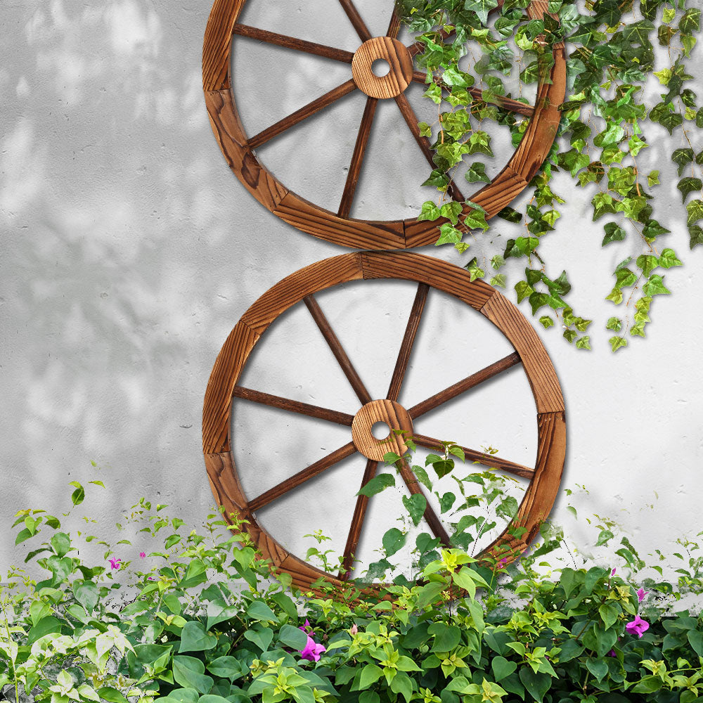 Gardeon Wooden Wagon Wheel X2