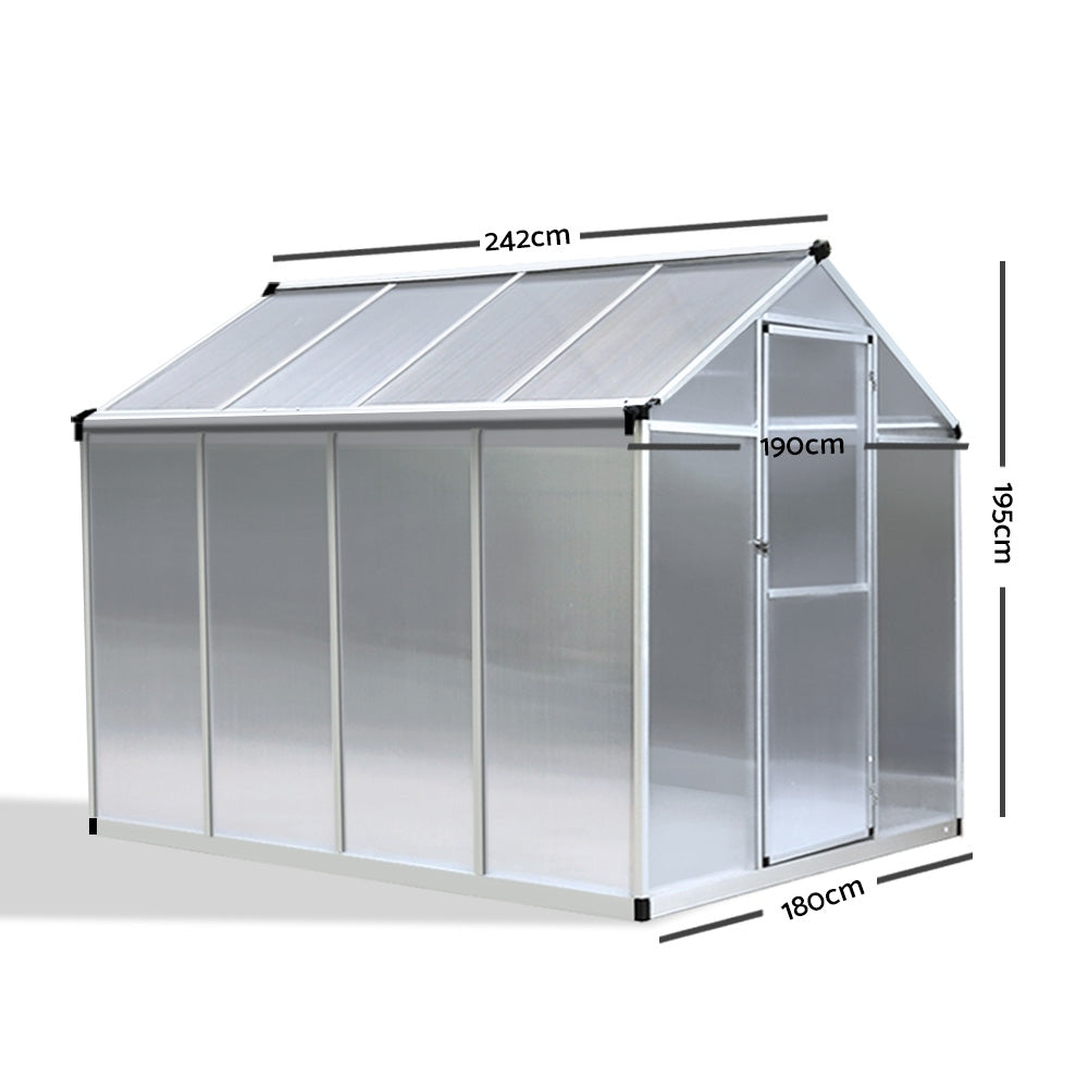 Green Fingers 2.4 x 1.9m Polycarbonate Aluminium Greenhouse