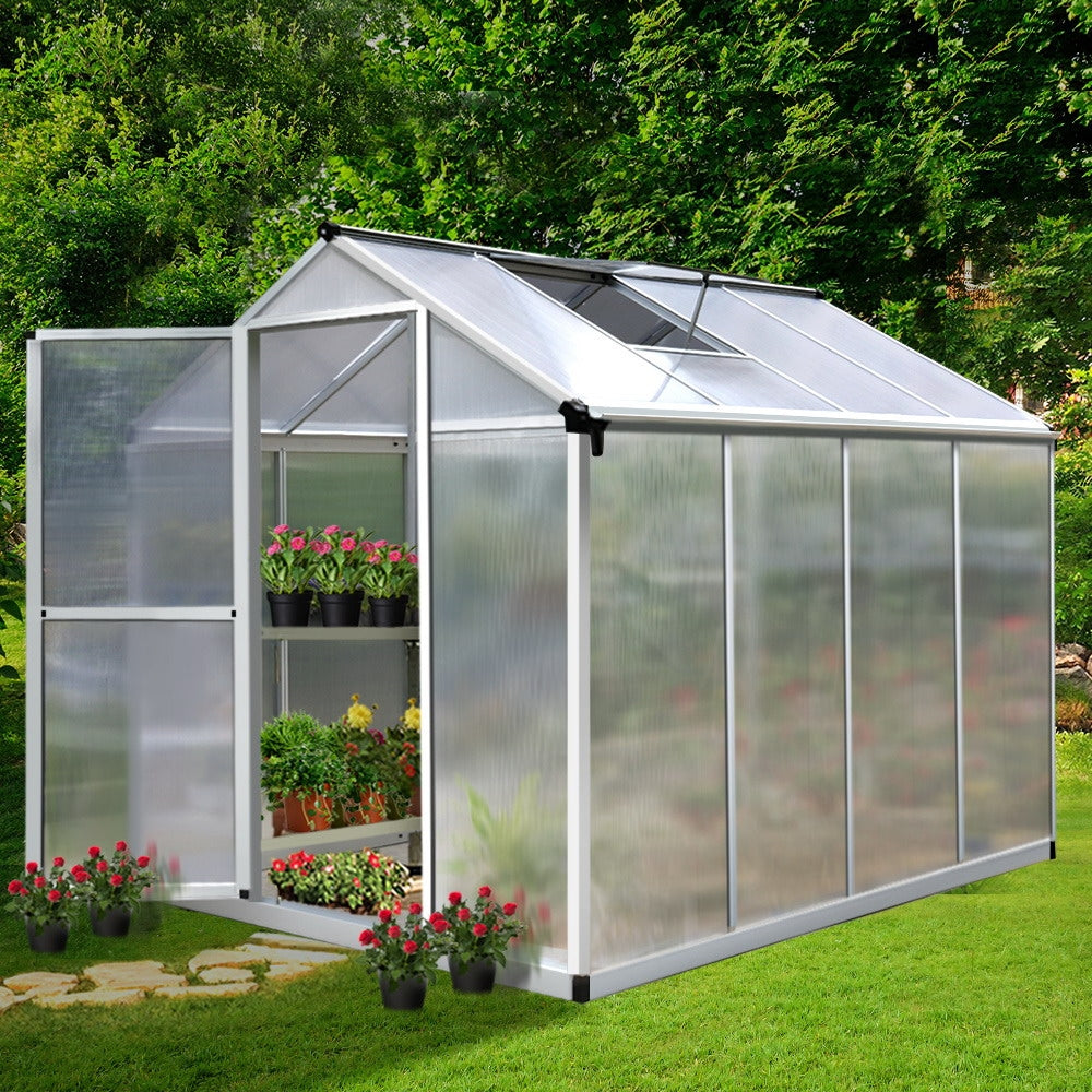 Green Fingers 2.4 x 1.9m Polycarbonate Aluminium Greenhouse