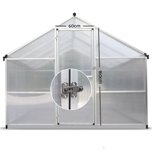 Greenfingers 2.4x2.5M Polycarbonate Hobby Aluminium Greenhouse Garden Grow Plant