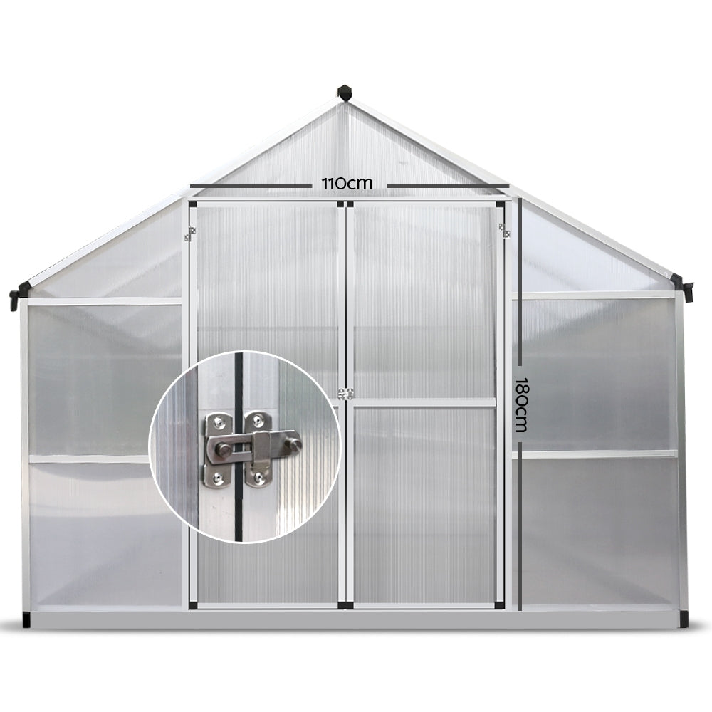 Green Fingers 3.1 x 2.5m Polycarbonate Aluminium Greenhouse