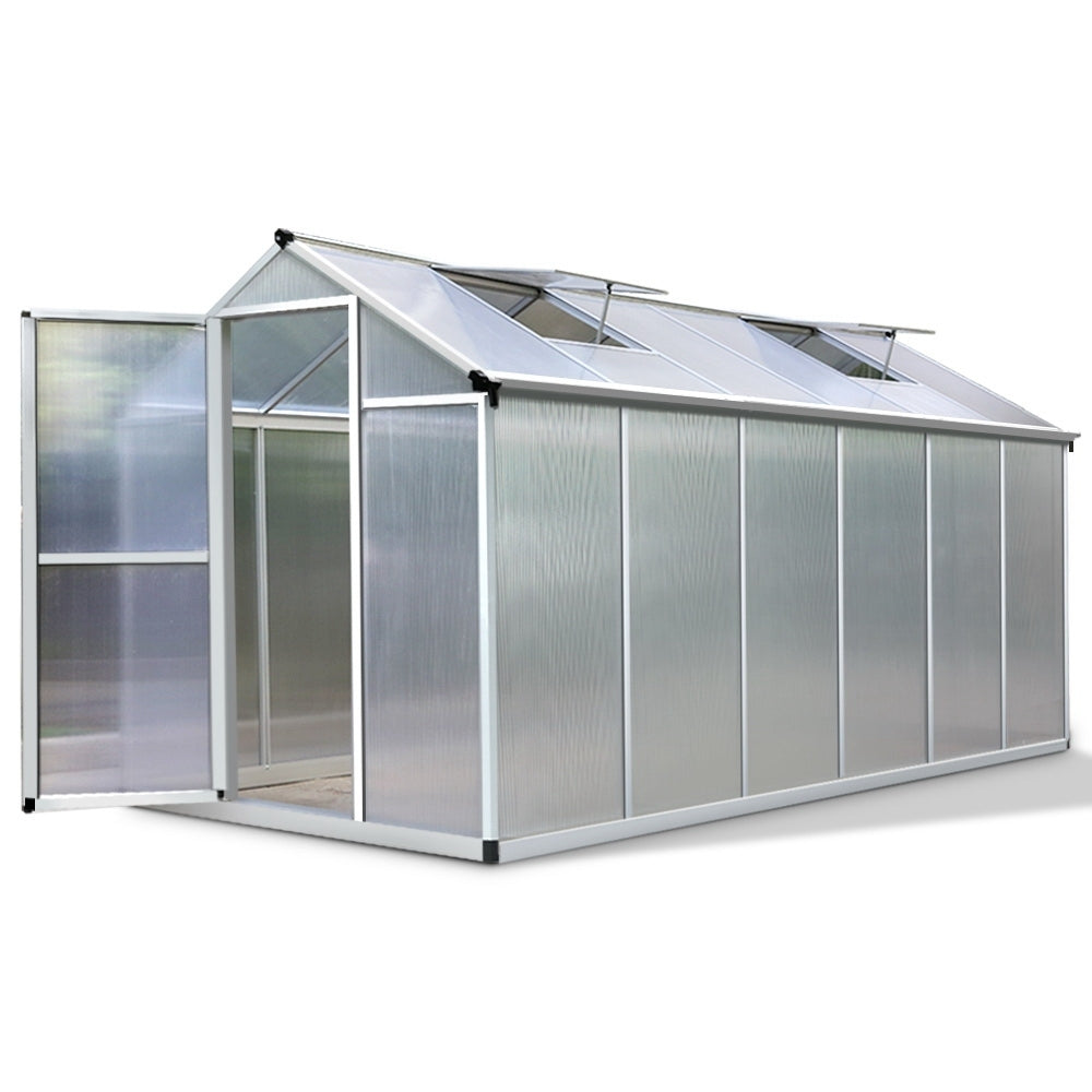 Greenfingers 3.62x1.9M Hobby Polycarbonate Aluminium Greenhouse Garden Grow Plant