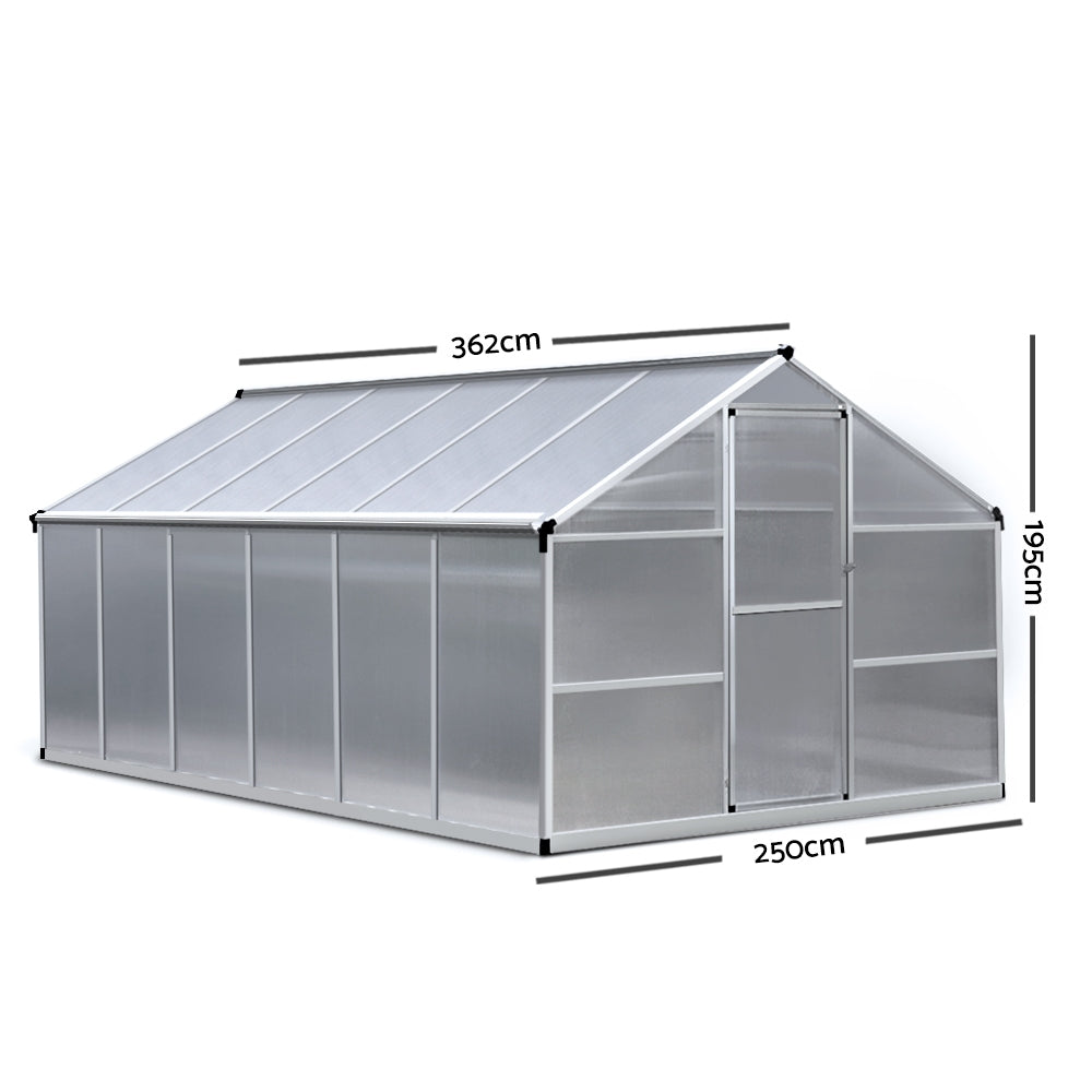 Green Fingers 3.6 x 2.5m Polycarbonate Aluminium Greenhouse