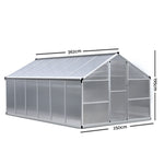 Green Fingers 3.6 x 2.5m Polycarbonate Aluminium Greenhouse