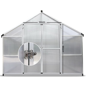 Green Fingers 3.7 x 2.5m Polycarbonate Aluminium Greenhouse