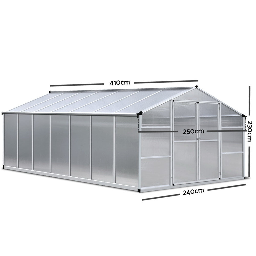 Green Fingers 4.1 x 2.5m Polycarbonate Aluminium Greenhouse