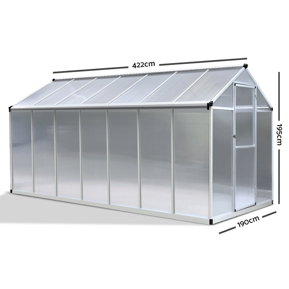 Green Fingers 4.2 x 1.9m Polycarbonate Aluminium Greenhouse