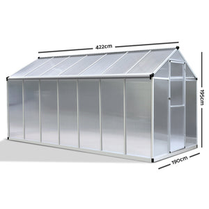 Green Fingers 4.2 x 1.9m Polycarbonate Aluminium Greenhouse