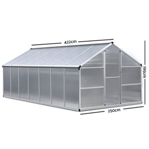 Green Fingers 4.2 x 2.5m Polycarbonate Aluminium Greenhouse