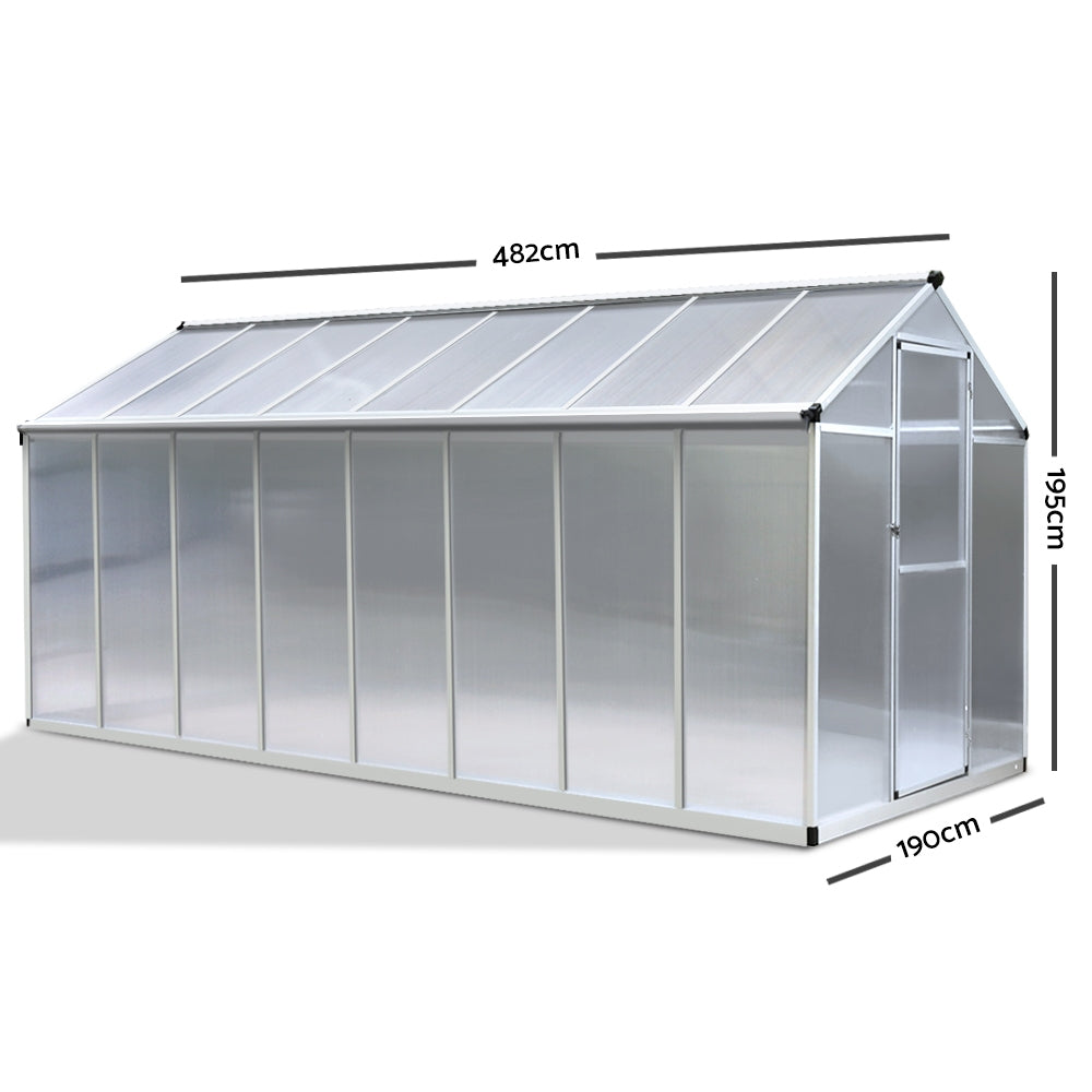 Green Fingers 4.8 x 1.9m Polycarbonate Aluminium Greenhouse