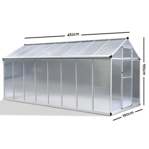 Green Fingers 4.8 x 1.9m Polycarbonate Aluminium Greenhouse