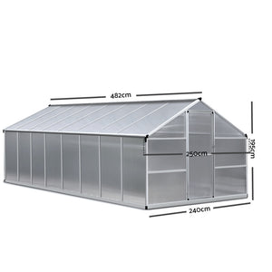 Green Fingers 4.8 x 2.5m Polycarbonate Aluminium Greenhouse