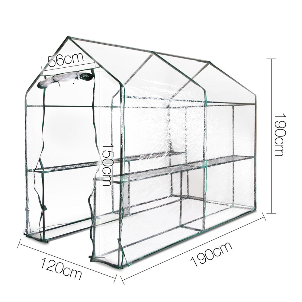 Green Fingers Walk In Greenhouse Transparent Green House 1.9 x 1.2m