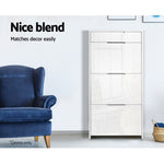 Artiss 24 Pair High Gloss Wooden Shoe Cabinet - White