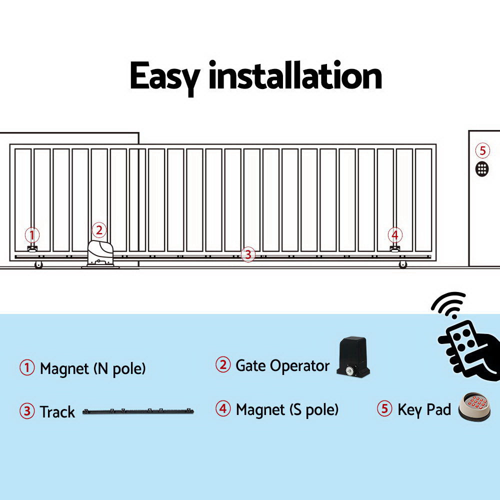 Auto Electric Sliding Gate Opener 1000KG Keypad 4M Rails