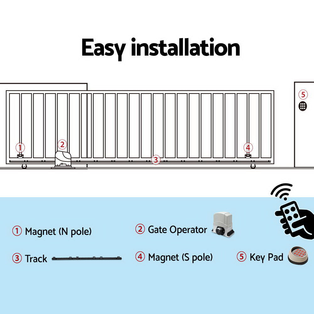 Auto Electric Sliding Gate Opener 1200KG Keypad 6M Rails