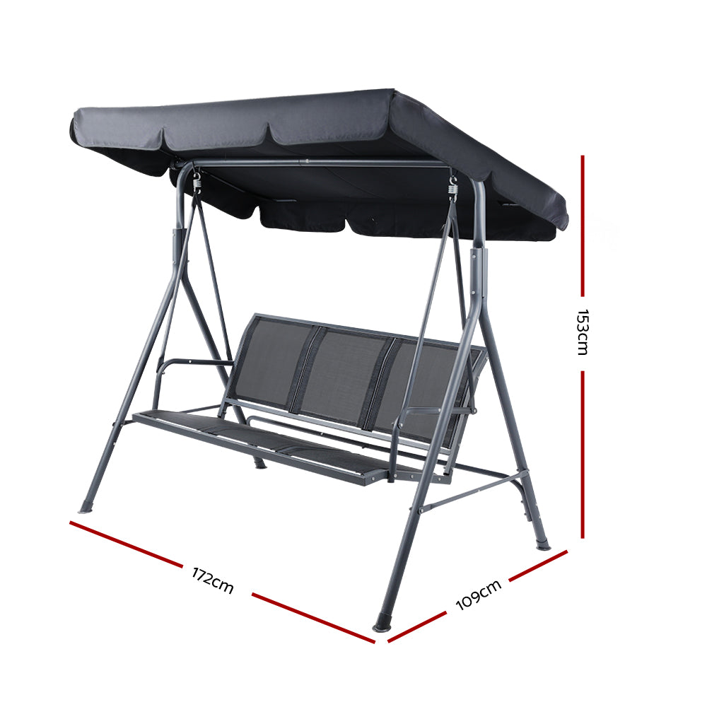 Gardeon Outdoor 3 Seater Swing Chair With Canopy