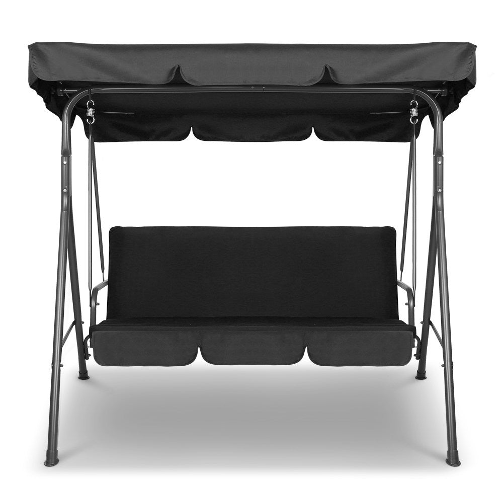 Gardeon 3 Seater Outdoor Canopy Swing Chair - Black