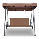 Gardeon 3 Seater Outdoor Canopy Swing Chair - Coffee