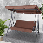 Gardeon 3 Seater Outdoor Canopy Swing Chair - Coffee