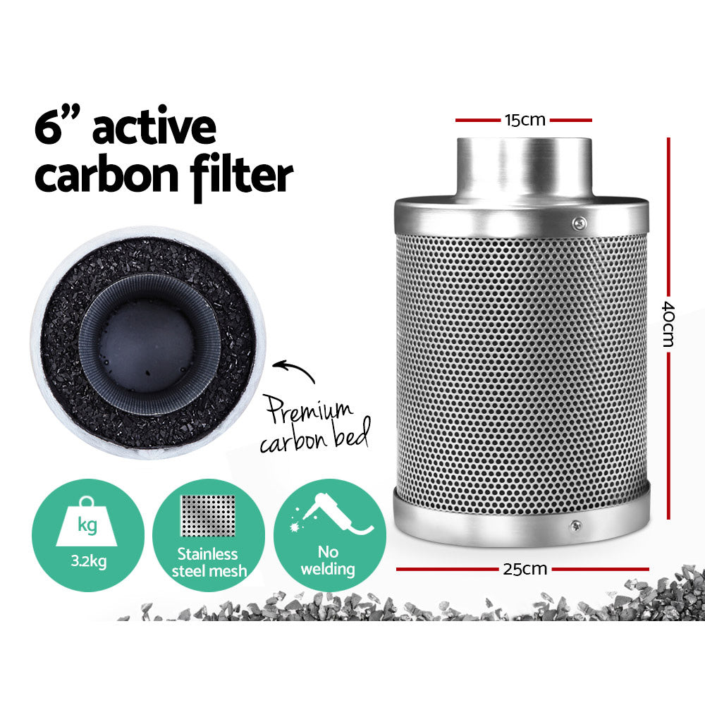 Greenfingers Hydroponic Activated Carbon Filter Grow Tent Ventilation Kit 6 inch