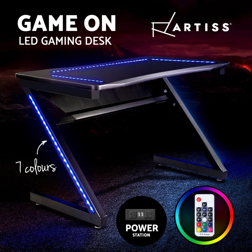 Artiss Gaming Desk Office Computer Desks LED Study Table Racer Chair Laptop Home