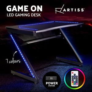 Artiss Gaming Desk Office Computer Desks LED Study Table Racer Chair Laptop Home