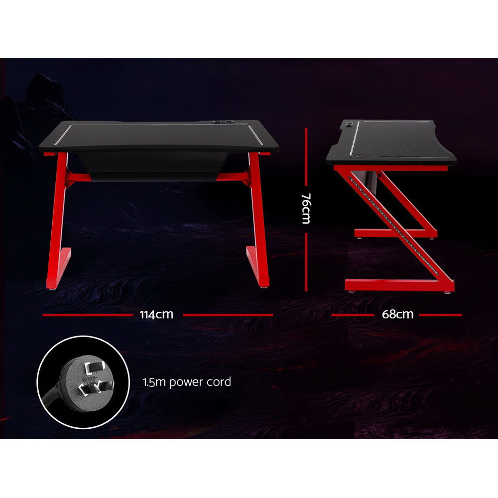 Artiss Gaming Desk Office Computer Desks LED Study Table Racer Chair Desktop RGB
