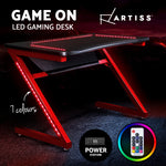 Artiss Gaming Desk Office Computer Desks LED Study Table Racer Chair Desktop RGB