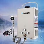 Devanti Outdoor Portable LPG Gas Hot Water Heater Shower Head 12V Water Pump Beige