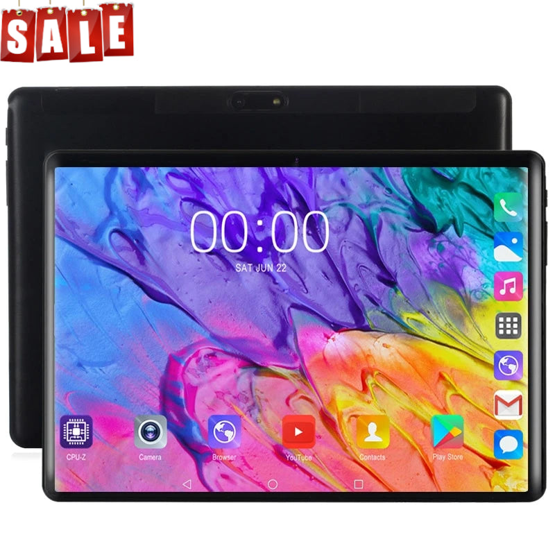 10.1 inch Tablet 2.5D Tempered Glass 4G /3G Phone Call Android 9.0 Ten Core 8GB RAM 128GB ROM 5.0MP IPS Wi-Fi Cards Tablets PC