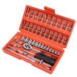 Car Repair Tool 46pcs 1/4 Inch Socket Set Car Repair Tool Ratchet Torque Wrench Combo Tools Kit Auto Repairing Tool Set