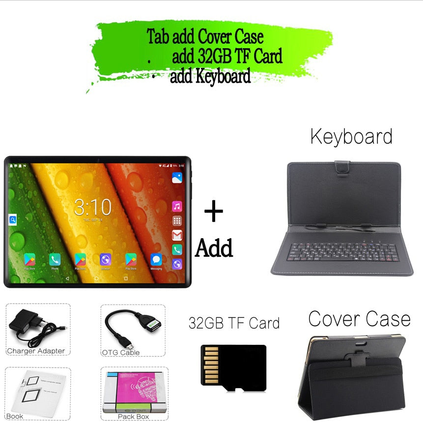 2019 New Tablet Pc 10.1 inch Android 9.0 Tablets 8GB+128GB Ten Core 3g 4g LTE Phone Call IPS pc Tablet WiFi GPS 10 inch Tablets