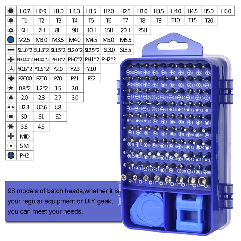 KINDLOV Phone Repair Tools Kit Screwdriver Set Precision 115 In 1 Magnetic Torx Hex Bit Screw Driver Bits Insulated Multitools