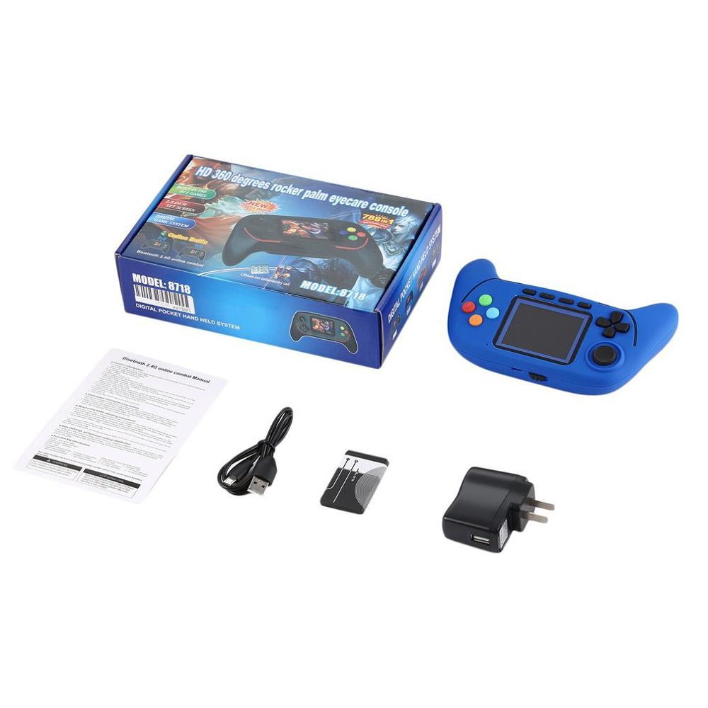 16 Bit Built in 788 In 1 Handheld Game Player Digital Pocket Game HD Rocker Eyecare Cartridges Video Game Console For Kids Child (Blue)