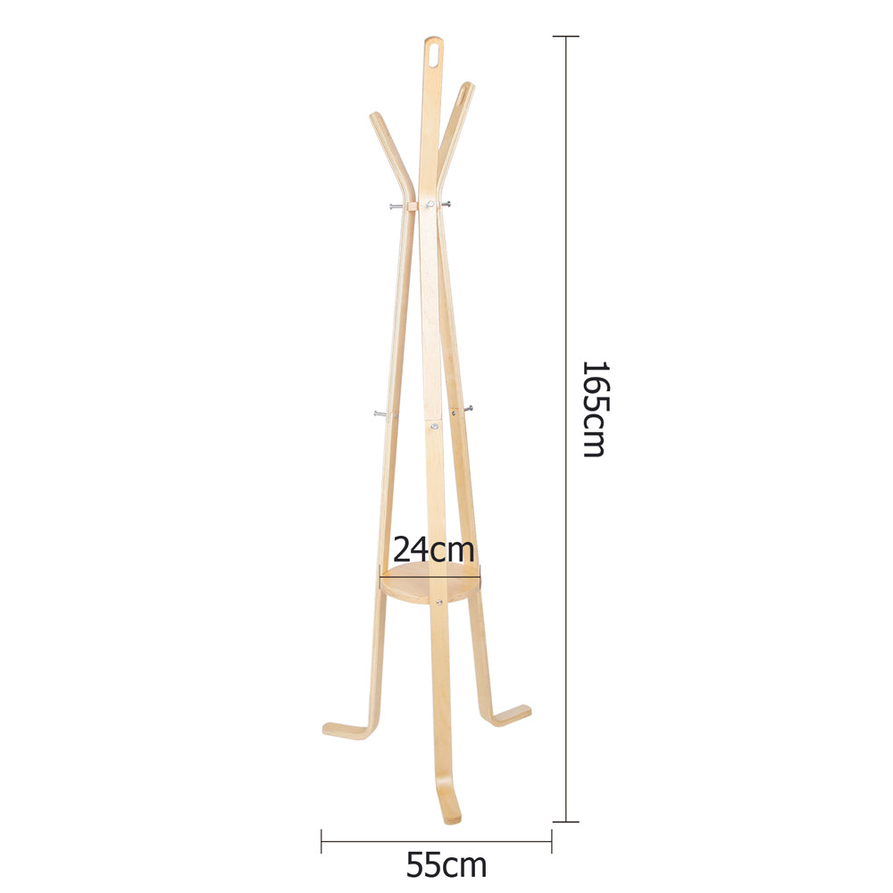 Artiss Wooden Coat Hanger Stand - Beige