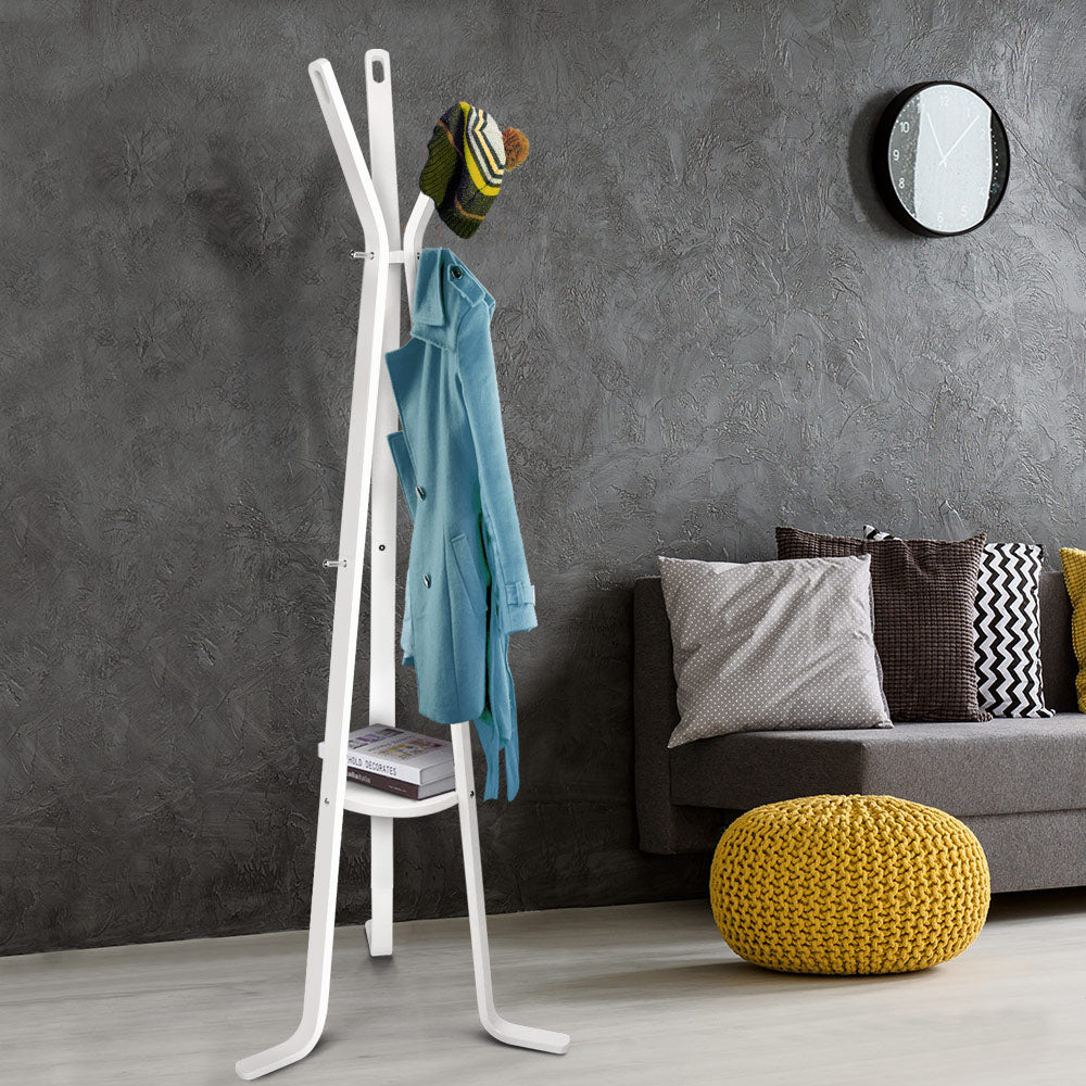 Artiss Wooden Coat Hanger Stand - White