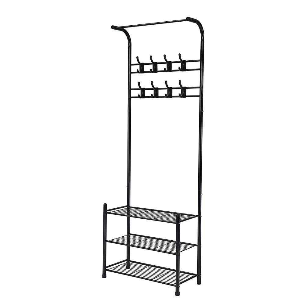 Artiss Clothes Rack Coat Stand Garment Portable Hanger Airer Organiser Shoe Storage Metal Black