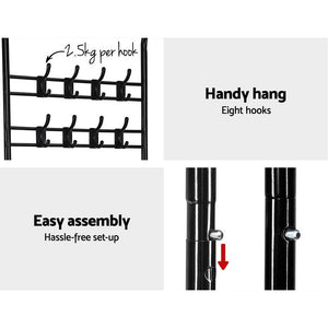 Artiss Clothes Rack Coat Stand Garment Portable Hanger Airer Organiser Shoe Storage Metal Black