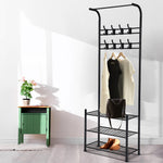 Artiss Clothes Rack Coat Stand Garment Portable Hanger Airer Organiser Shoe Storage Metal Black