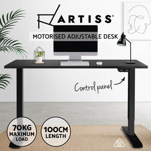 Electric Motorised Height Adjustable Standing Desk - Black Frame with 100cm Black Top