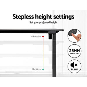 Electric Motorised Height Adjustable Standing Desk - Black Frame with 100cm Black Top